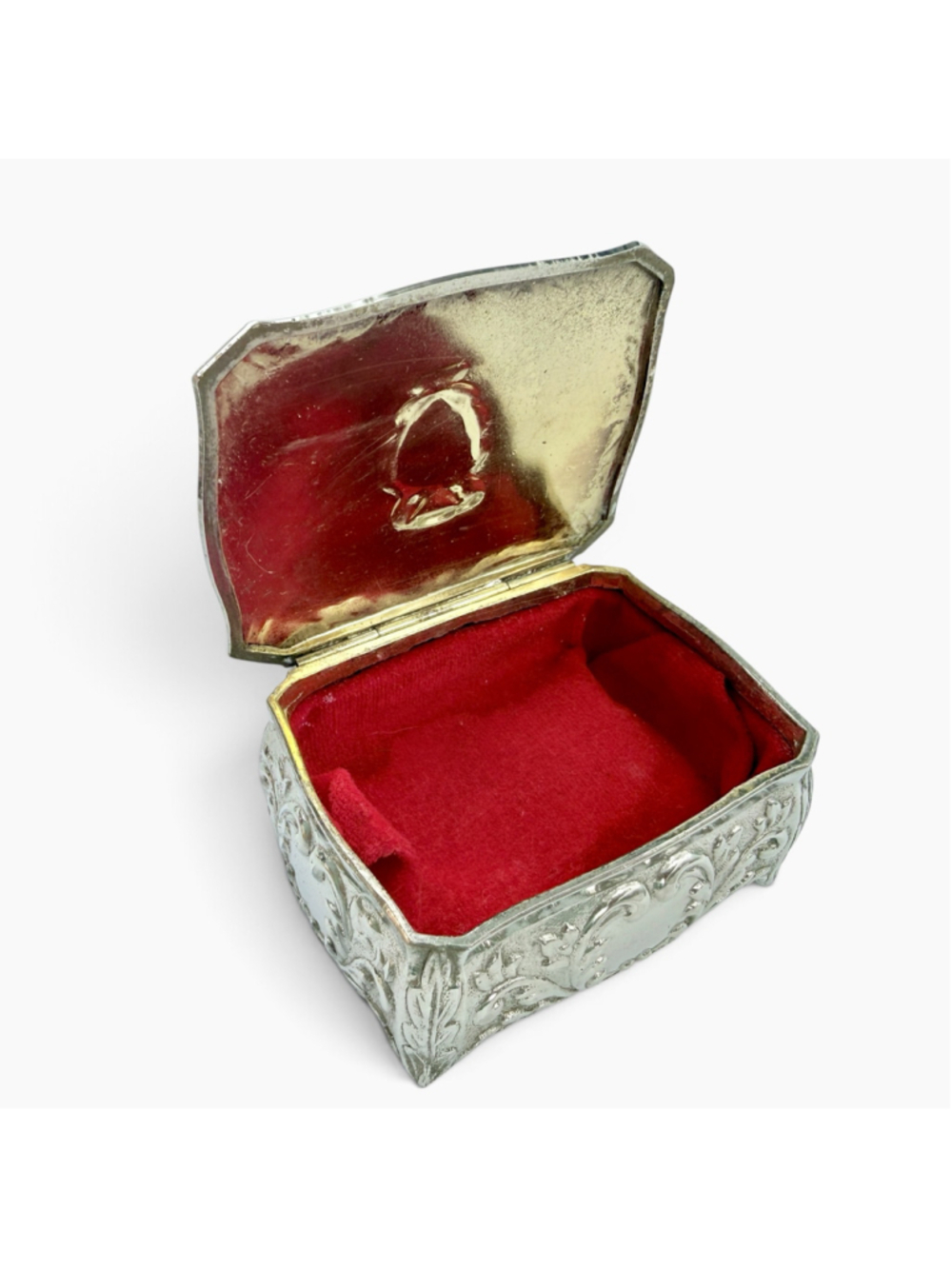 Vintage 1960s Japanese Jewelry Box, Pink Pearl-Tone Lid, Heraldic Crest - Picture 6 of 9